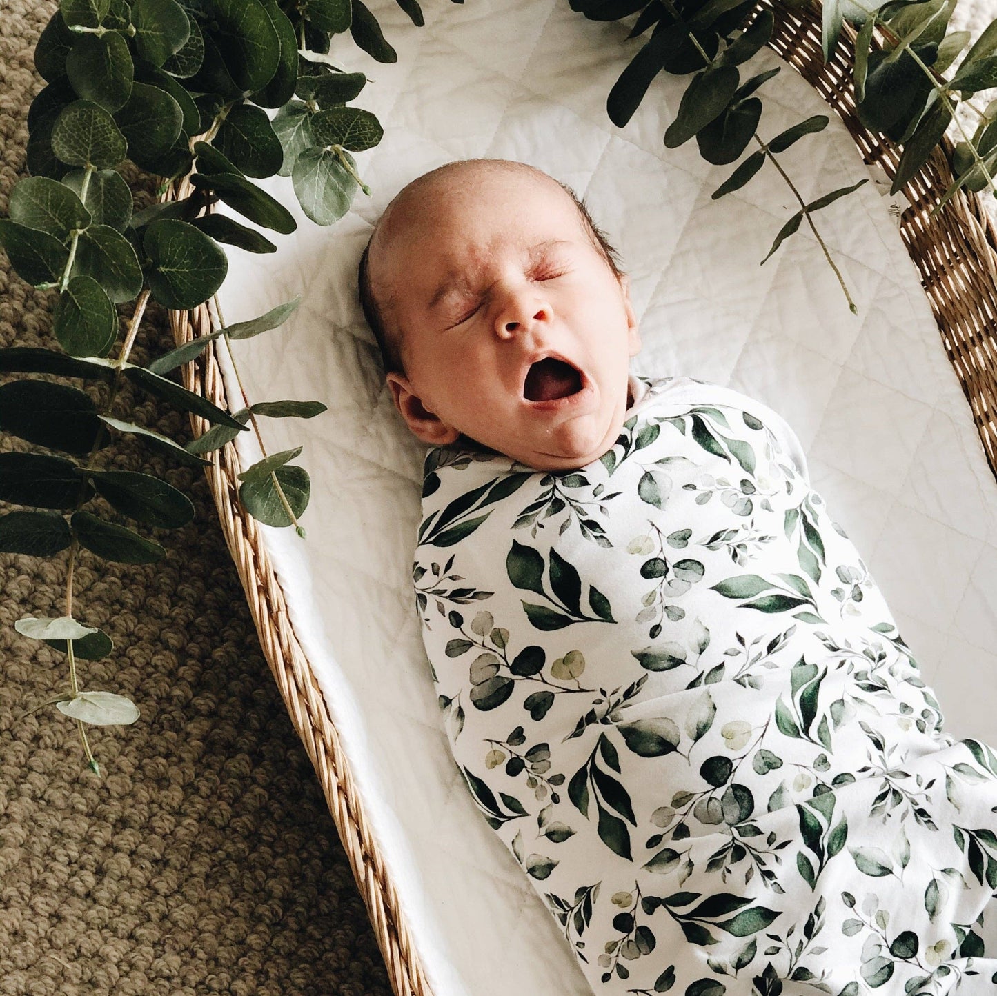 Snuggly Jacks - Golden Leaves Jersey Swaddle Stretch Swaddle Wrap & Beanie Set
