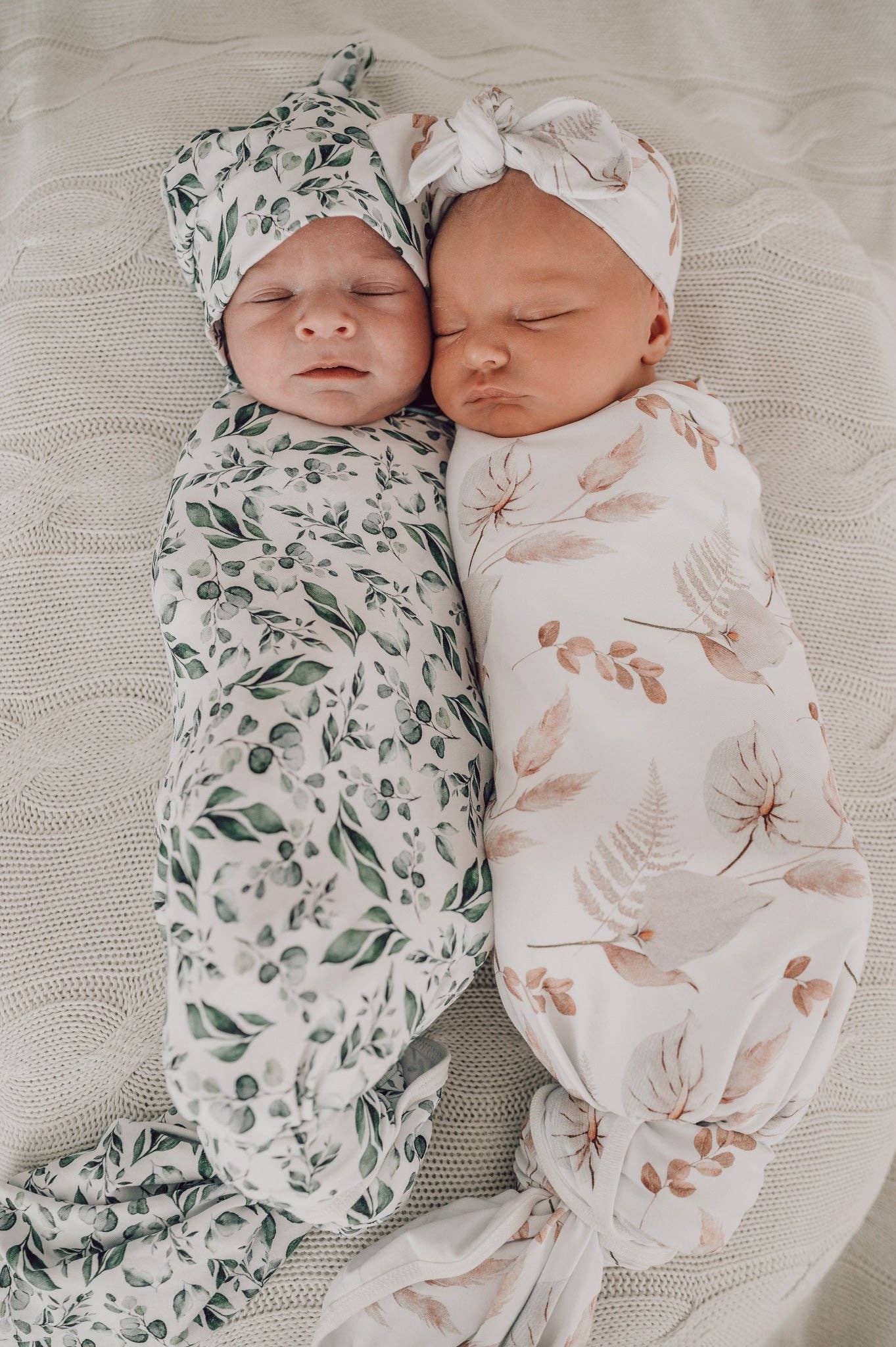 Snuggly Jacks - Golden Leaves Jersey Swaddle Stretch Swaddle Wrap & Beanie Set